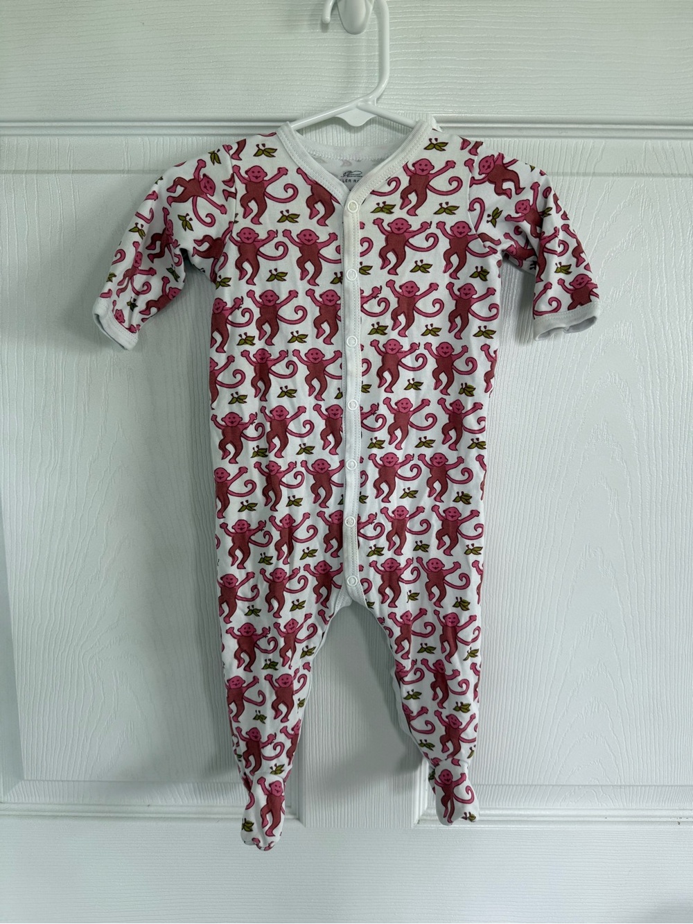 Roller Rabbit Baby Girl 3-6M Monkey Print Pima Cotton Footed Romper Pajamas